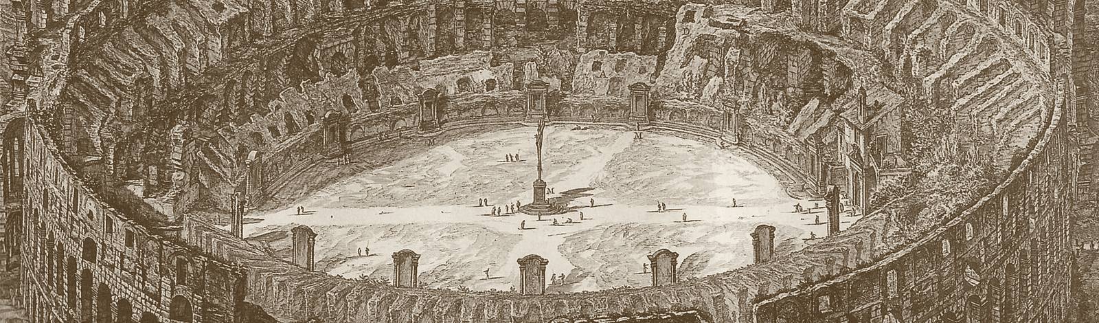 Kupferstich von Piranesi: das Kolosseum in Rom.
