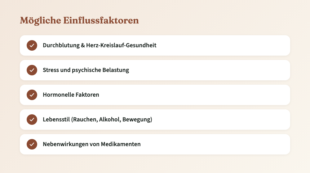 Übersicht möglicher Einflussfaktoren bei Erektionsproblemen
