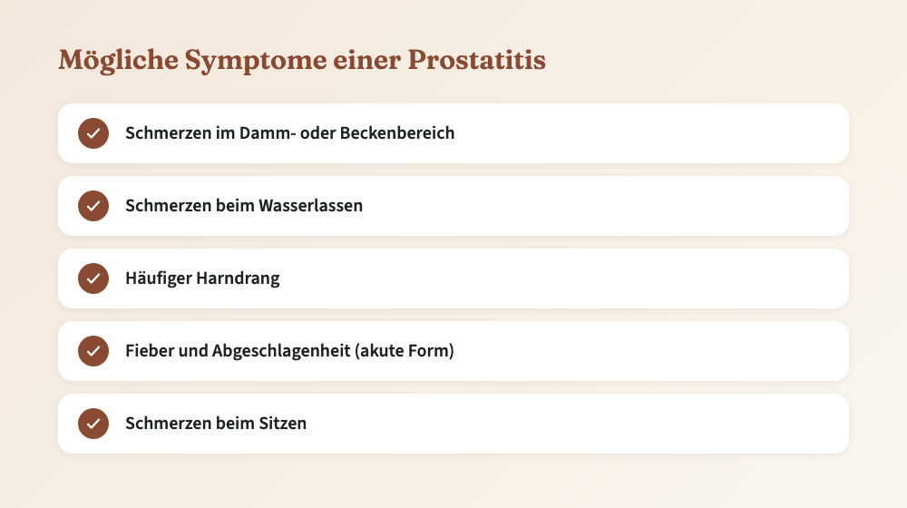 Übersicht möglicher Symptome einer Prostatitis